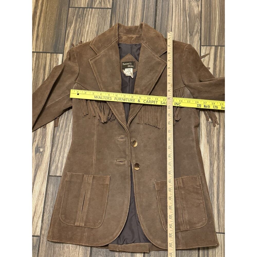 Vtg Fanny’s Hide Women's Western Style Cowgirl Suede Leather Jacket With Fringes - Picture 5 of 13